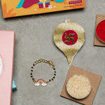 El Regalo 1PC Cute Kids Nazaria Rakhi for Little Brother - Kids Chrams Nazaria Rakhis for Babies/Toddlers with Roli Chawal, Rakhi Message Card in Rakhi Gift Box (Rainbow Nazaria Rakhi)