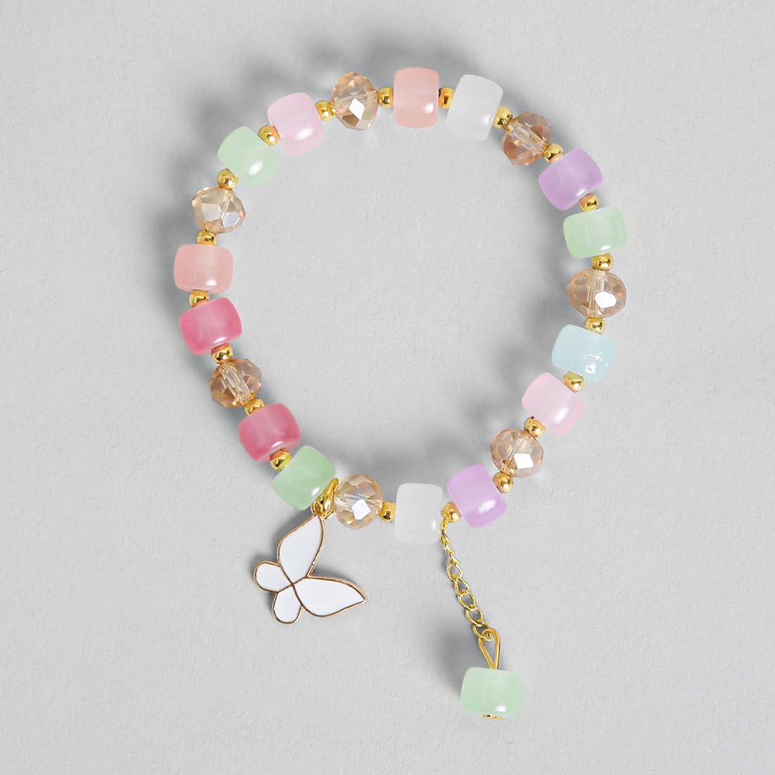 El Regalo 1 PC Butterfly Crystal Beads Tassel Bracelet With Cute Enamel Butterfly Charms for Girls/Teens/Women (Multi Colored Butterfly)