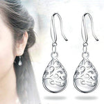 El Regalo Modern Opal Cat's Eye Drop Threader Earrings for Girls & Women - Perfect Valentines Day Gift for Her (White Drop Hook)