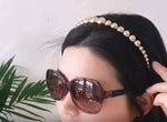 El Regalo Pearl Beads Decoration Hair Band Plastic Headband for Kids, Girls and Women (Metallic Golden Pearls Hairband)