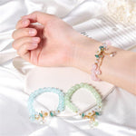 El Regalo Daisy Flower Bracelets- 1PC Crackled Crystal Beads Tassel Flower Charms Bracelet for Girls & Women (Multi)