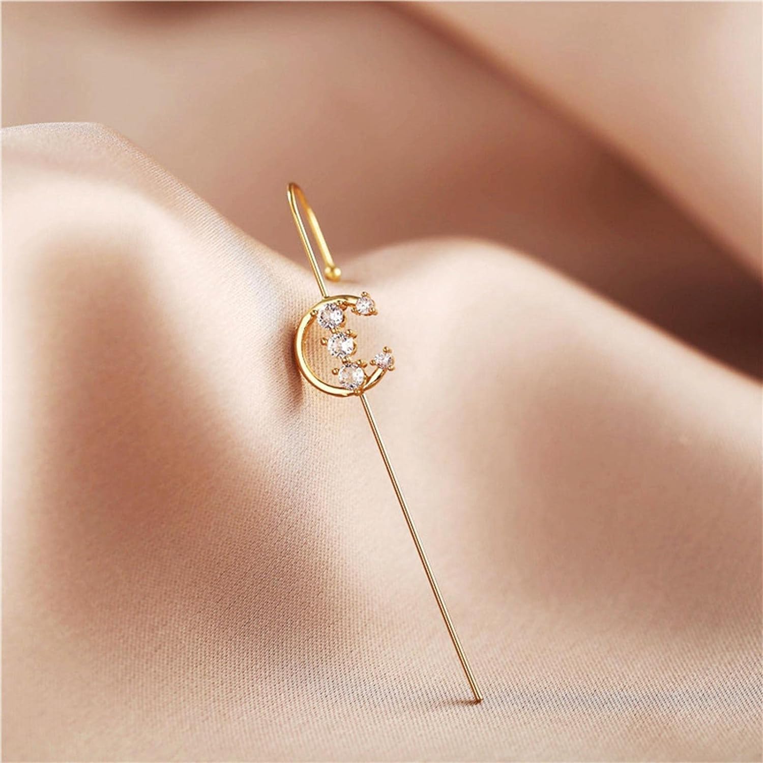 El Regalo 2PCs Glamorous Statement Ear Needle Wrap Crawler Earrings- Fashion Ear Cuff Ear Wrap Needle Earrings Jewelry For Girls & Women (Option-1)