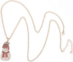 El Regalo Christmas Pendant Necklace Set for Women & Girls - Sparkling Snowman, Reindeer & Snowflake Long Chain Jewelry | Festive Xmas Accessories | Rhinestone & Enamel Christmas Necklaces (Xmas Snowman)
