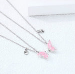 El Regalo Magnetic Butterfly BFF Necklaces for 2, Enamel Butterfly Friendship Magnetic Necklace for Teen Girls Women - Gift for Best Friends/Besties/Sisters (Pink Butterflies)