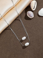 El Regalo Sleek & Elegant Stainless Steel Double Layered Pearls Necklace for Girls/Women - Minimalist Anti Tarnish Jewelry - Timeless & Trendy Design