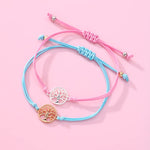 El Regalo 2pcs/set Pink & Blue Best Friends Handmade Woven Rope Thread Braided Bracelet with Spray Lacquer Accessories For Kids/Girls/Teens (Tree of Life Bracelets)