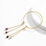 El Regalo Uniquely Handcrafted Gold Plated Arm Cuff Jewelry for Women/Girls - Armband Stone Pendant Bracelet Healing Stone Upper Armband Tassel Arm Bands Jewelry (Purple Stones)