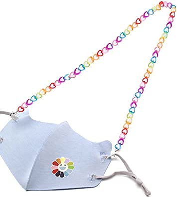 El Regalo 1 PC Cute Acrylic Heart Kids Face Mask Lanyard Straps/Face Mask Holder Lanyards Convenient Clip Safety Face Mask Cover Holder for Kids/Boys & Girls (Multi) Mask Not Included