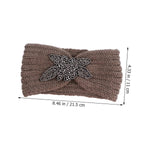 El Regalo 1 PC Winter Knitted Sequin Flower Headband Ear Warmer for Girls & Women - Headwrap with 3D Sequin flower- Ear Warmer Hair Muffs Band | Winter Designer Headbands (Khakhi)