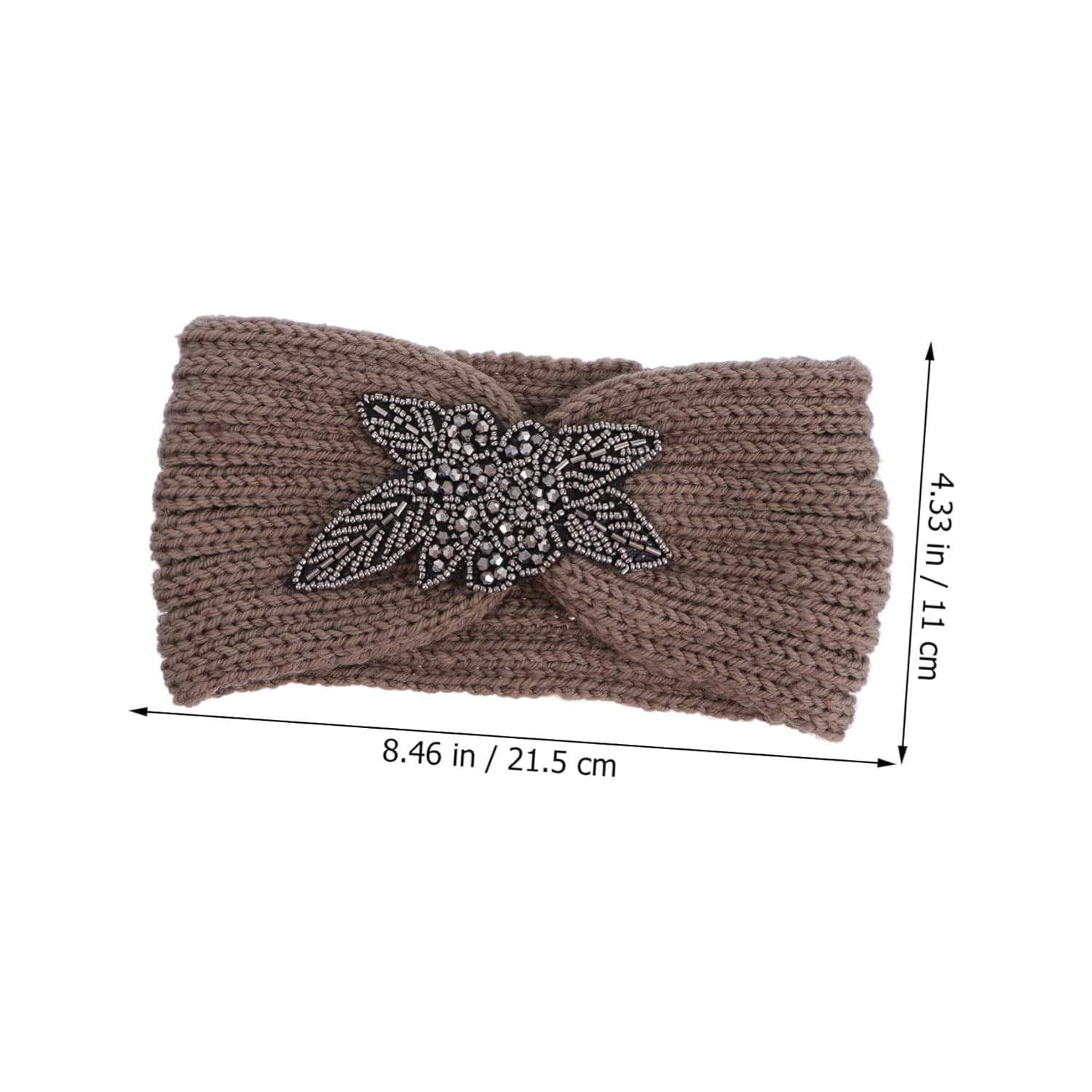 El Regalo 1 PC Winter Knitted Sequin Flower Headband Ear Warmer for Girls & Women - Headwrap with 3D Sequin flower- Ear Warmer Hair Muffs Band | Winter Designer Headbands (Khakhi)