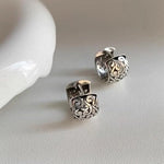 El Regalo 925 Silver Plated Hollow Filigree Hoop Earrings for Women - Vintage Oriental Carved Huggie Hoops, Retro Ethnic Jewelry