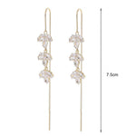 El Regalo Rhinestone Decor Leaf Drop/Threader Earrings for Girls & Women- Tassel Drop Earrings Studded With Zircon Stones (Threader Earrings)