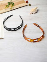 El Regalo 2PCs Hair Hoops Plastic Teeth Nonslip Head Bands- Black & Brown Comb Hairbands for Kids, Girls & Women (Option-1)