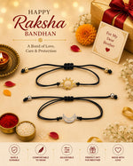 El Regalo 2PCs Sun Moon Adjustable Rakhis for Brother- Simple & Elegant 2 Rakhis with Roli Chawal, Message Card in Rakhi Box for Bhaiya-bhabhi