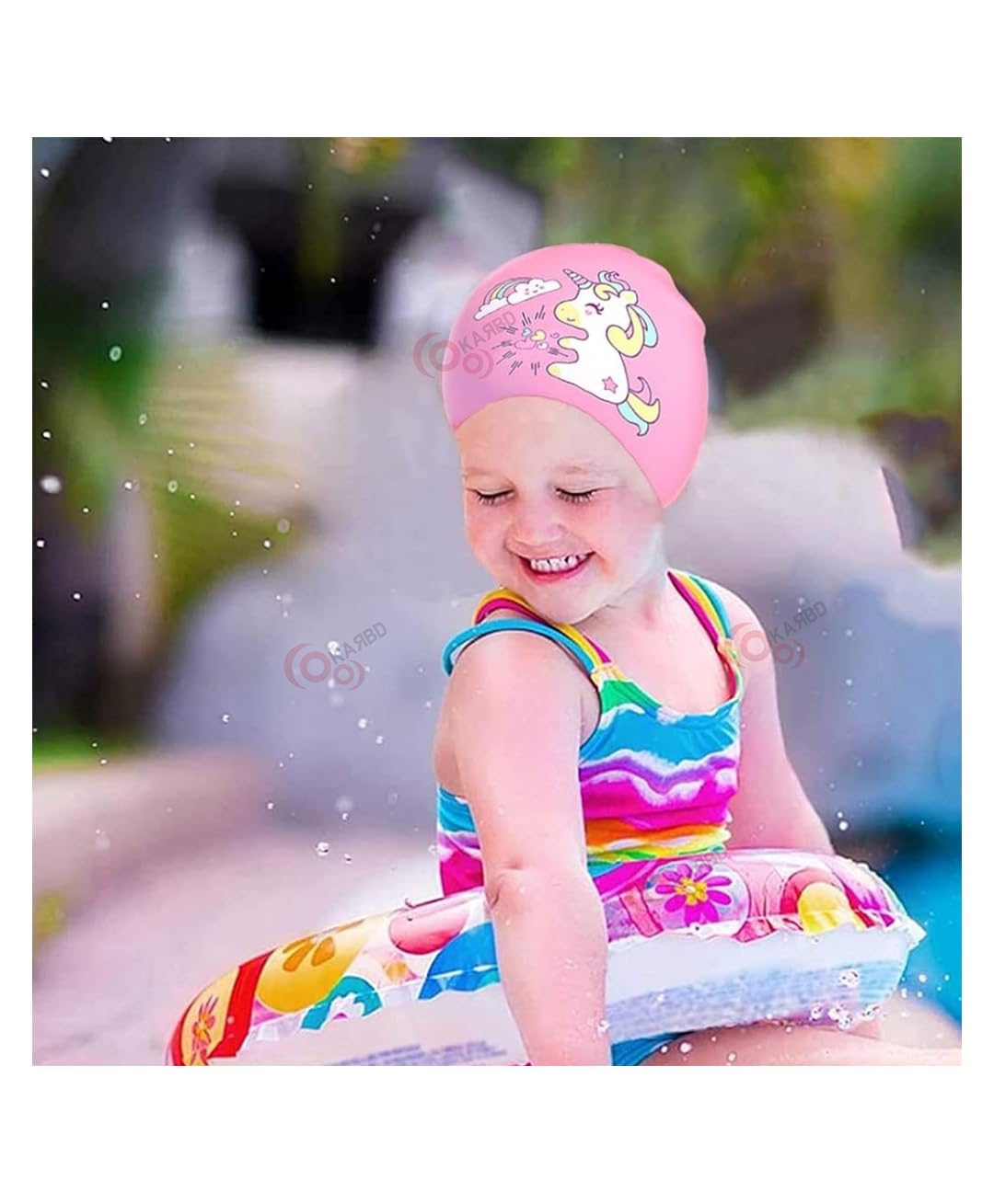 El Regalo Kids Cute Cartoon Swimming Cap & Goggle Set for Girls & Boys (for Kids Upto 10 Years Old) (Unicorn Swim Cap & Goggle)