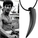 El Regalo Men's Stainless Steel Black Wolf Tooth Spike Bruce Lee Style Pendant Necklace | Men Jewelry | Men Pendant Necklace (Black)