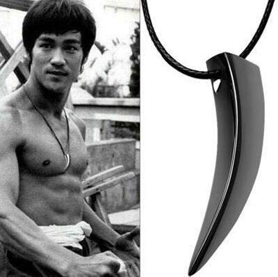 El Regalo Men's Stainless Steel Black Wolf Tooth Spike Bruce Lee Style Pendant Necklace | Men Jewelry | Men Pendant Necklace (Black)