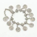 El Regalo 1 Pair (2 PCs) Tribal Gypsy Black Metal Silver Coin Anklet for Girls & Women