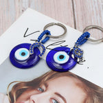 El Regalo 2 Pcs Turkish Evil Eye Keychain Blue Eyes Charms Key Ring Good Luck Keychain Metal Eye Beads Pendants for Women Men