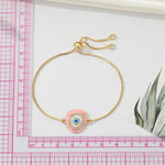 El Regalo 1PC Evil Eye Adjustable Bracelet for Girls & Women- Zircon Evil Eye Chain Bracelet- Valentines Day Gift for Her (Pink Evil Eye)