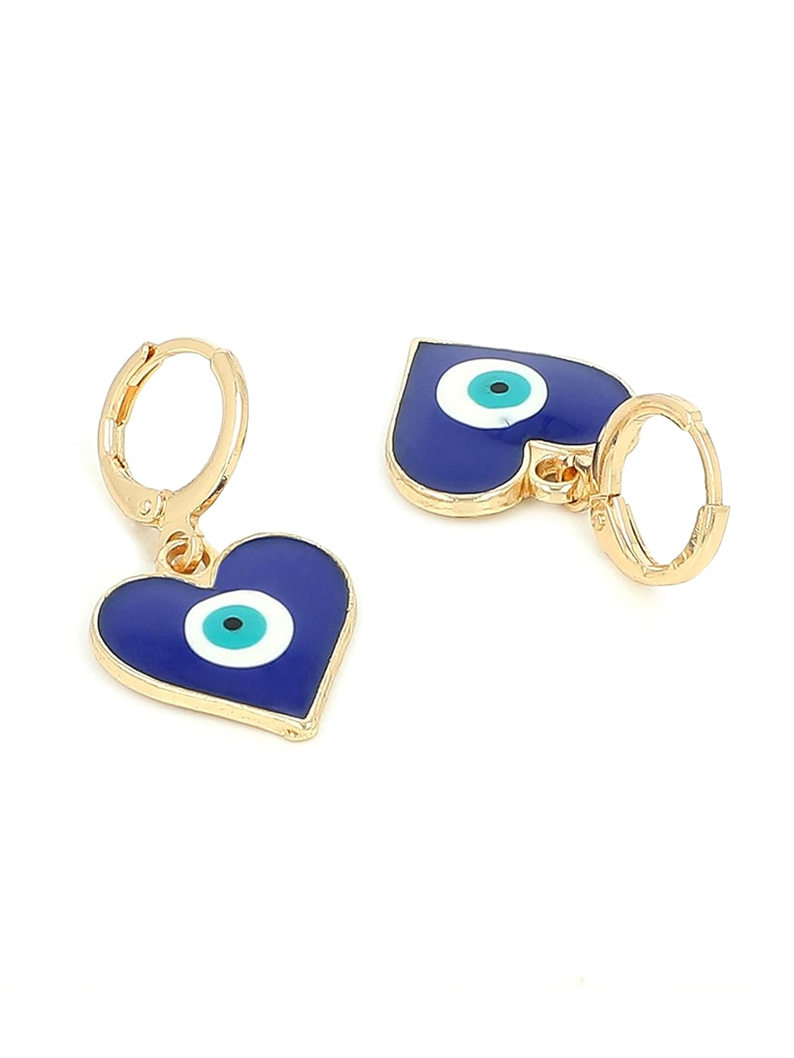 El Regalo 2 Pairs Evil Eye Enameled hypoallergenic Hoop Earrings - Gold Plated Dainty Evil Eye Fashion Earrings for Girls & Women (Option-2)