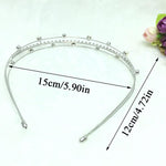 El Regalo Fancy Party 3 Layers Hairband for Girls & Women - Bridal, Wedding Party Pearl AD Hairband (Silver)