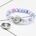El Regalo 2 PCS Unicorn Bracelets for Girls, Rainbow Beads Bracelet Snap Holder Buttons Beaded Bubble Bracelet Pack for Kids Girls (Option-3)
