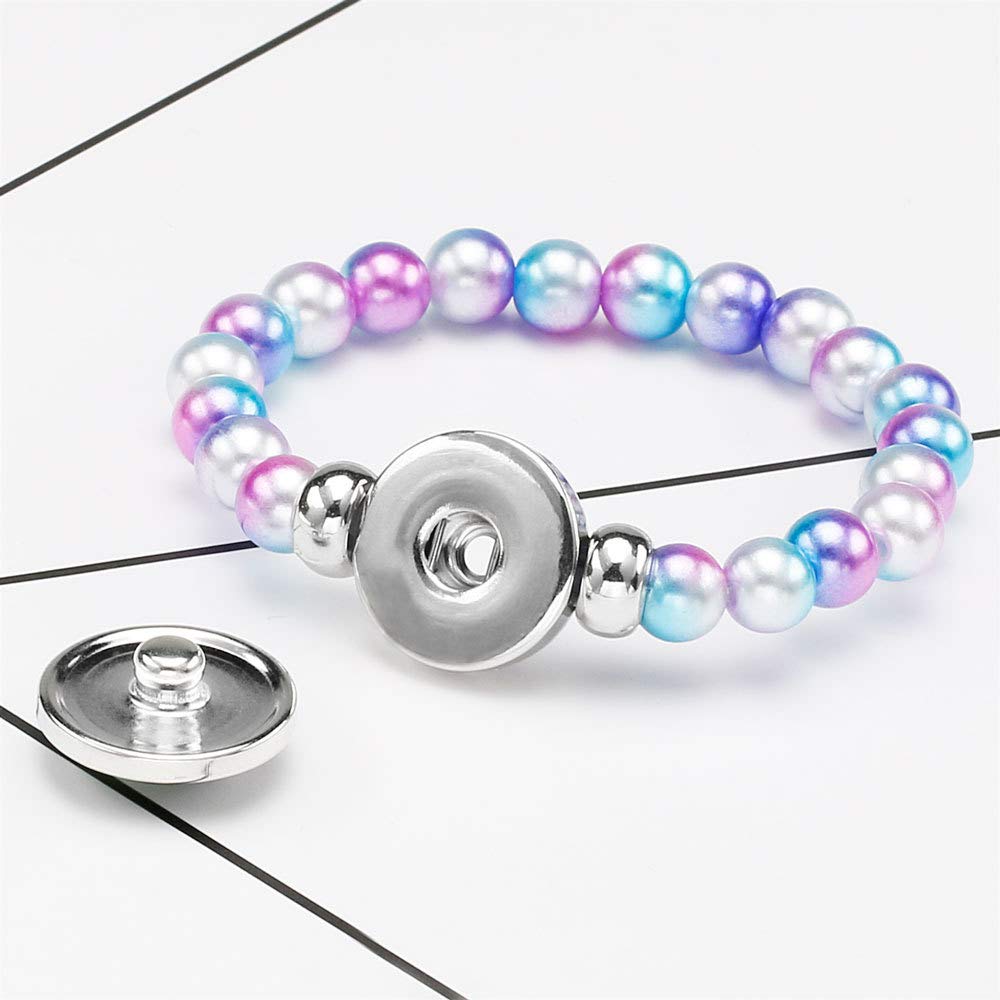 El Regalo 2 PCS Unicorn Bracelets for Girls, Rainbow Beads Bracelet Snap Holder Buttons Beaded Bubble Bracelet Pack for Kids Girls (Option-3)