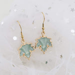 El Regalo 1 Pair Enamel Fall Maple Leaves Hypoallergenic Drop Earrings for Girls/Teens/Women (Silky Green Maple Leaves)