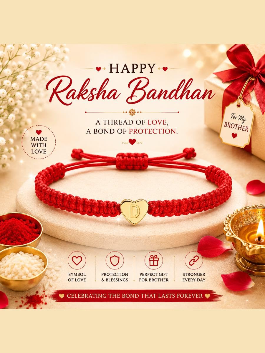 El Regalo Red Ethnic Rakhi Dori Boys Rakhi - D letter