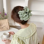 El Regalo 1pc Bohemian Large Flower Hair Claw Clip for Women & Girls - Elegant Multi-Layer Floral Shark Clip, Strong Grip Updo Accessory for Festive, Wedding, Party & Regular Use (Green)