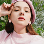 El Regalo Gold Chunky Triple Open Hoop Earrings for Women & Girls | Trendy Minimalist Statement Jewelry (Mauve Pink)