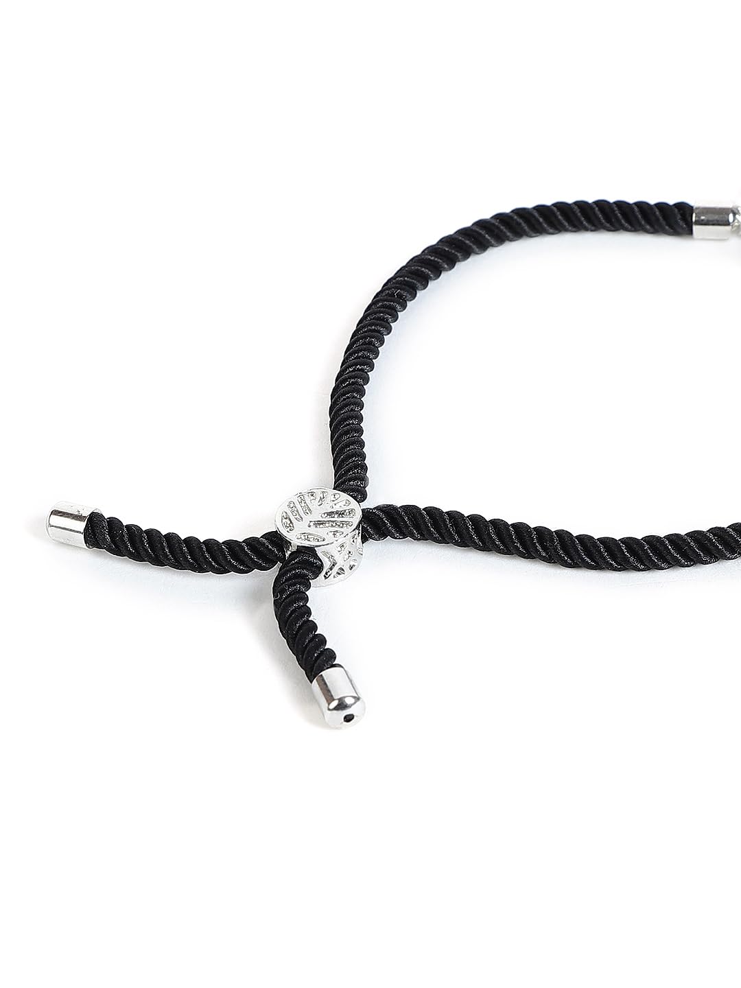 El Regalo Name Initials Evil Eye Bracelet Rakhi for Brother- Name Letter CZ Rakhi with Roli Chawal, Message Card in Rakshabandhan Box for Bhai (Black-N)