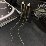 El Regalo Fancy Long Loop Tassel Pearl Stud Earrings for Girls & Women- Modern, Contemporary Tassel Earrings