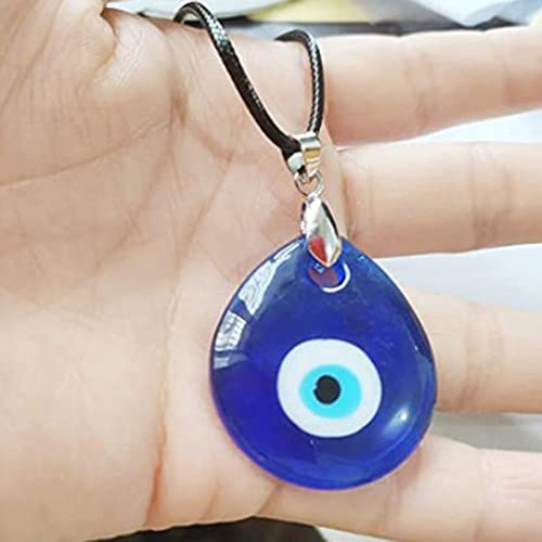El Regalo 1 PC Big Evil Eye Unisex Pendant Necklace for Girls/Boys/Men & Women - Turkish Blue Evil Eye Big Leather Rope Necklaces (Oval Evil Eye Necklace)