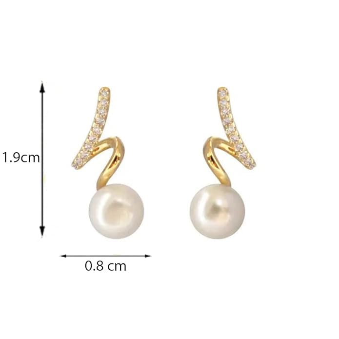 El Regalo Twist Rhinestone Encrusted Pearl Earrings- Fancy Pearl Earrings for Girls & Women