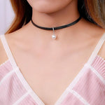 El Regalo Elegant Pendant Choker Necklace for Girls & Women- Stylish CZ Heart, Pearl, Cat, Bee & Flower Pendant Necklace (CZ Pearl)