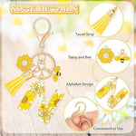 El Regalo Personalized Name Initials Natural Flowers & Bee Charm Keychain - Custom Letter Keyring with Daisy Flower & Honey Bee Pendant, Purse, Bag, Backpack Accessory (Letter N)