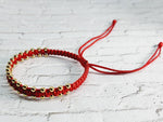 El Regalo Womens 2 Pcs Handmade Beaded Nazaria/Nazar Bracelet Cum Anklet Set- Black & Red Thread Anklet/Bracelet Set (Red Gold)