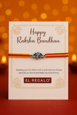 El Regalo 1PC Traditional Rakhi for Brother with Roli Chawal & Message Card | Designer Rakshabandhan Thread with OM, Shree Ram, Ganesha, Krishna Charms | Rakhi Gift Box Included (Jai Shree Ram)
