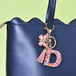 El Regalo Personalized Name Initials Butterfly Charm Keychain - Custom Letter Keyring with Pink Tassel & Butterfly Pendant, Purse, Bag, Backpack Accessory (D Letter)