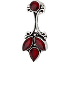 El Regalo 925 Silver Plated Vintage Stones Stud Earrings for Women & Girls (Red)