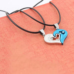 El Regalo 2PCs Stainless Steel Love Heart CZ I Love You Puzzle Matching Couple Pendant Necklaces- Anti Tarnish Best Friend Heart Necklaces for Girls/Boys/Men/Women/Besties (Silver & Blue Hearts)