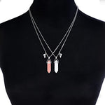 El Regalo Unisex 2Pcs/Set Crystal BFF Best Friend Magnetic Couple Matching Split Heart Pendant Necklaces for Besties/Couples - Valentines Day Gift (Peach & Off White)