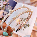 El Regalo 2 PCs Pearl Beads Hair Band Headband for Kids, Girls and women | Bridal Fancy Wedding Party Pearls Hairbands (Option- 3)