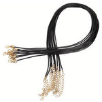 El Regalo 10pcs/Pack DIY Black 1.5MM Waxed Rope Braided Cords with Lobster Clasp Suitable for Necklace Making- Jewelry Accessories Small Business Supplies (5 Gold + 5 Silver)