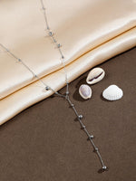 El Regalo Titanium Steel Long Silver Beads Chain Western Necklace - Glamorous Circular Accents and Deep Chain Drop