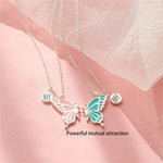 El Regalo Magnetic Butterfly BFF Necklaces for 2, Enamel Butterfly Friendship Magnetic Necklace for Teen Girls Women - Gift for Best Friends/Besties/Sisters (Pink & Blue Butterflies)