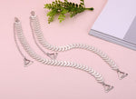 El Regalo 1 Pair Fancy Designer Bra Straps for Off Shoulder Dresses or Wedding/Evening Gowns (Silver Leaves)