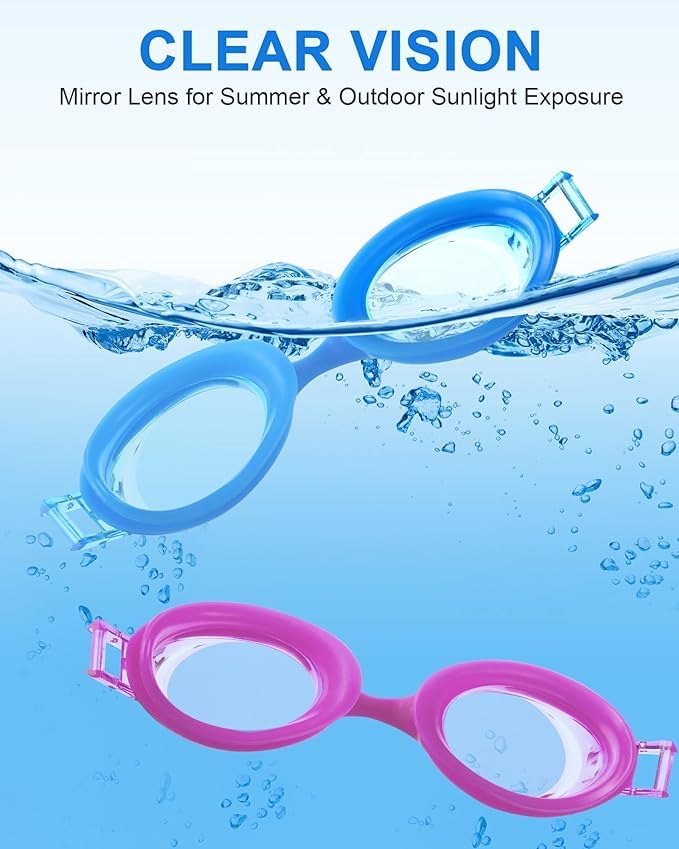 El Regalo Kids Swim Goggles Clear Wide Vision Swimming Goggles Anti Fog Kids Pool Goggles Silicone Frame Children Goggles (upto 9 years old kids) (Blue)